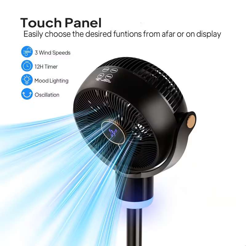 HeyLixo Smart Oscillating Pedestal Fan with Remote