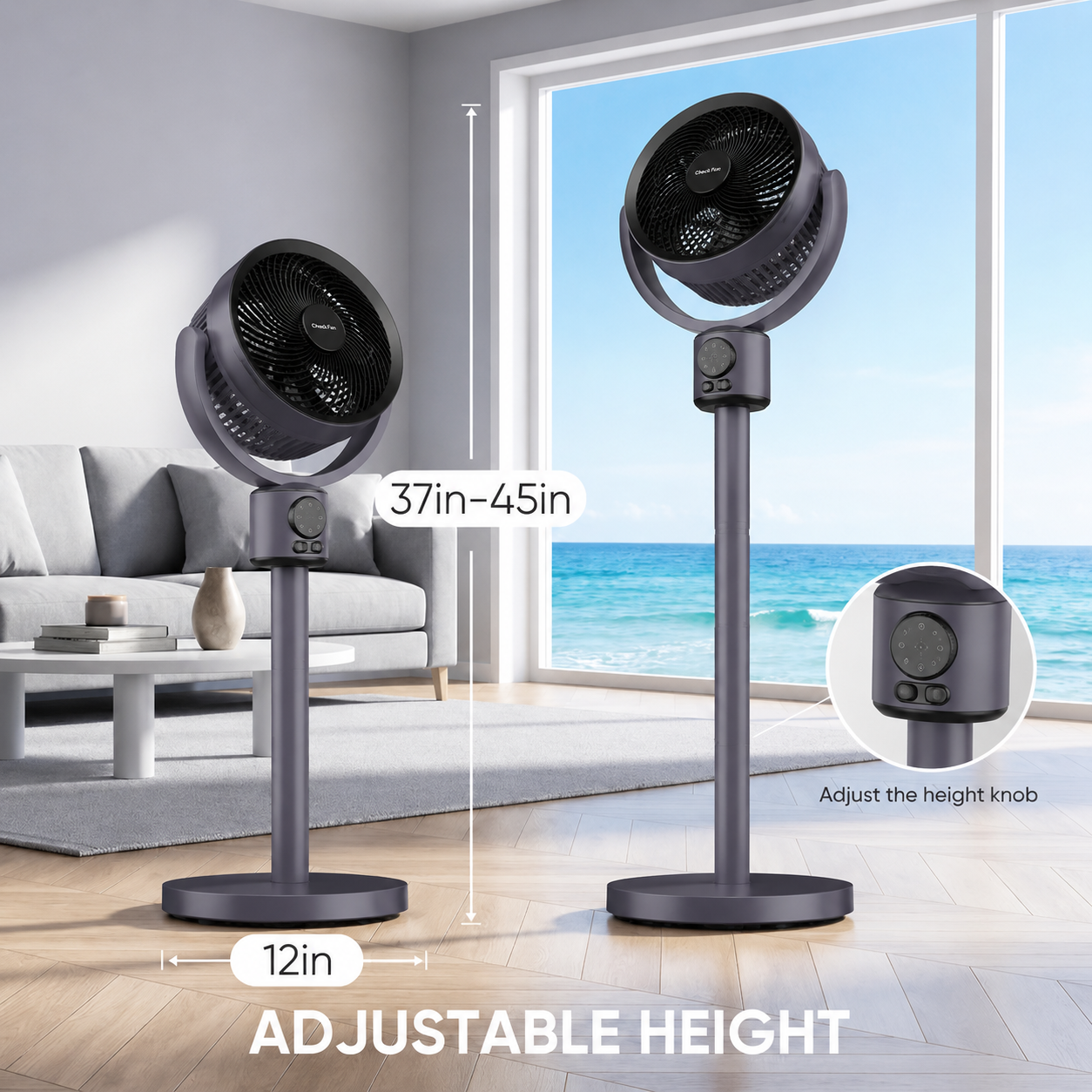 HeyLixo Smart Oscillating Pedestal Fan with Remote