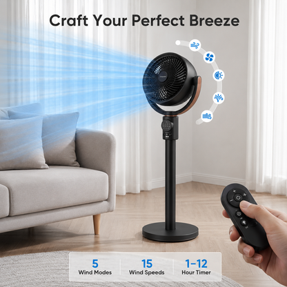 HeyLixo Smart Oscillating Pedestal Fan with Remote