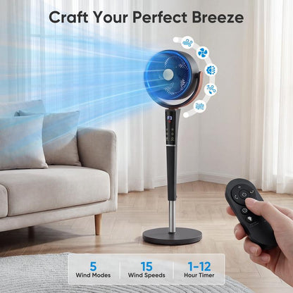 HeyLixo Smart Oscillating Pedestal Fan with Remote
